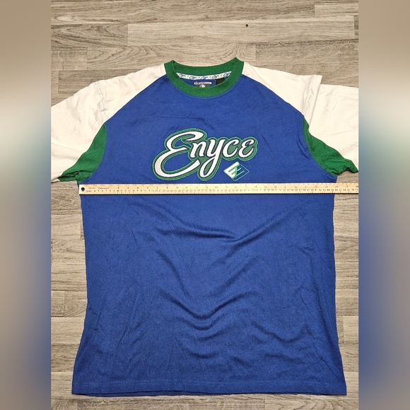 New Vintage Y2K ENYCE T-Shirt Men’s Size 2XL Blue Green White Hip-hop Oversized - Picture 5 of 6
